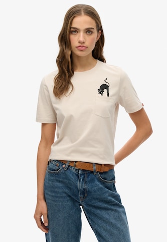 Superdry Shirt 'Psychic Readings' in Beige: voorkant