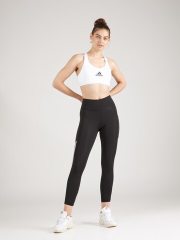 ADIDAS PERFORMANCE Skinny Παντελόνι φόρμας 'Optime 3-stripes Full-length' σε μαύρο