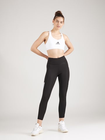 ADIDAS PERFORMANCE Skinny Workout Pants 'Optime 3-stripes Full-length' in Black