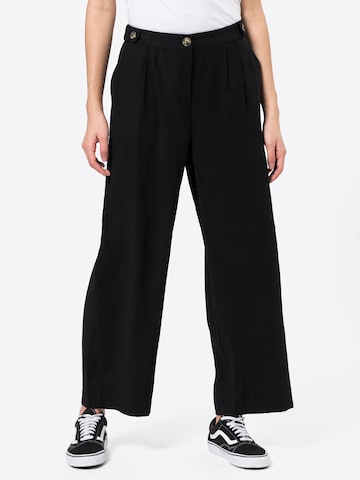 TOM TAILOR Wide Leg Plissert bukse i svart: forside