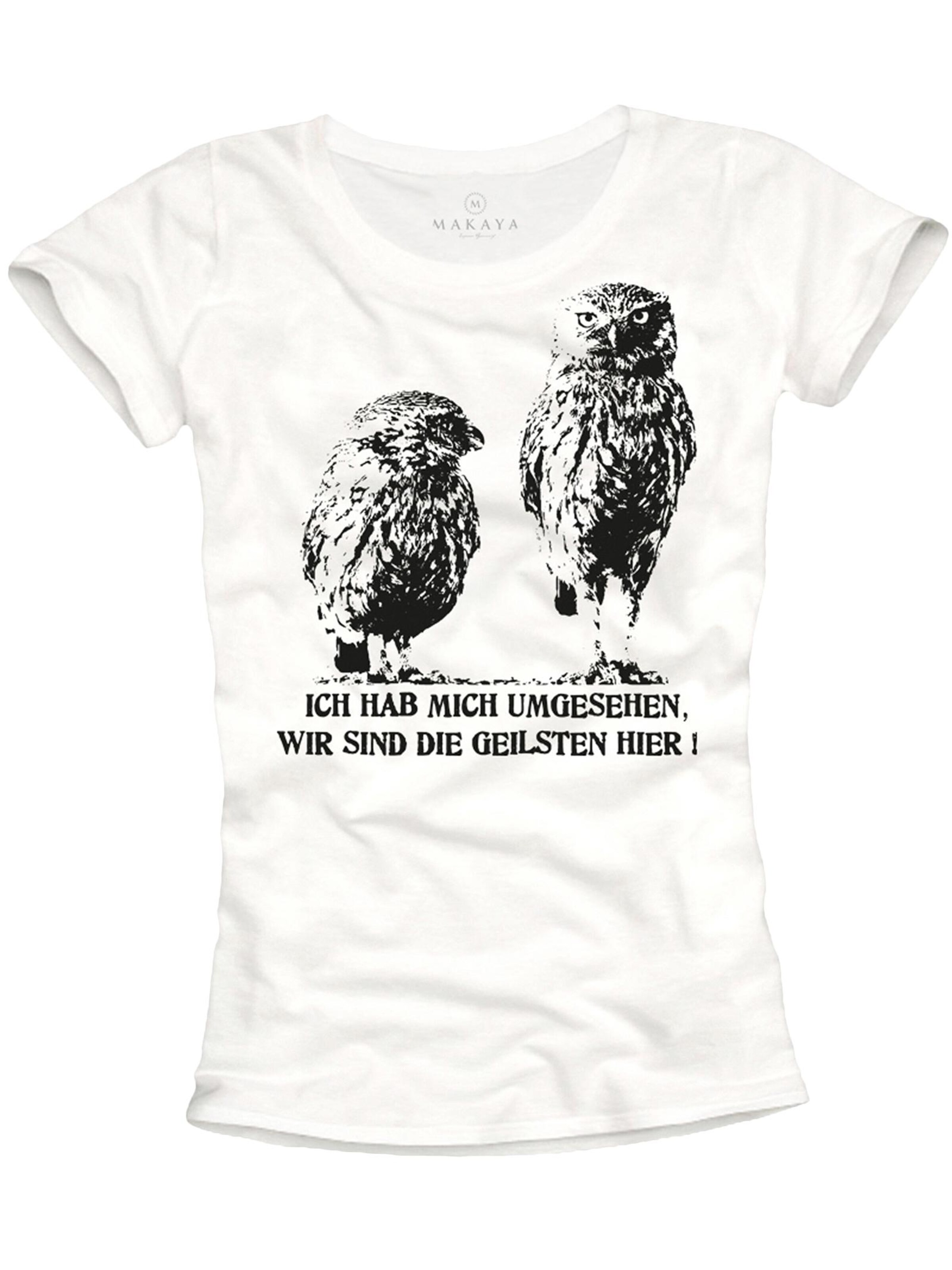 MAKAYA Shirt 'Hab mich umgesehen..' in White: front