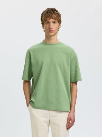 SELECTED T-Shirt 'SLHOscar' in Grün: Vorderseite