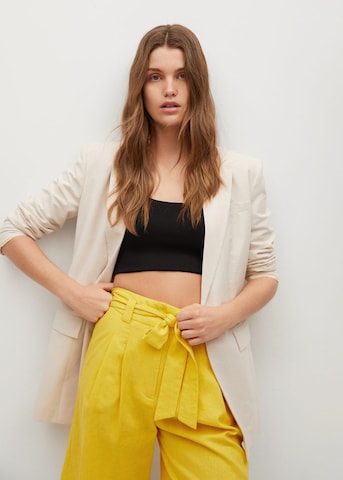 MANGO Wide leg Pants 'Laci' in Yellow