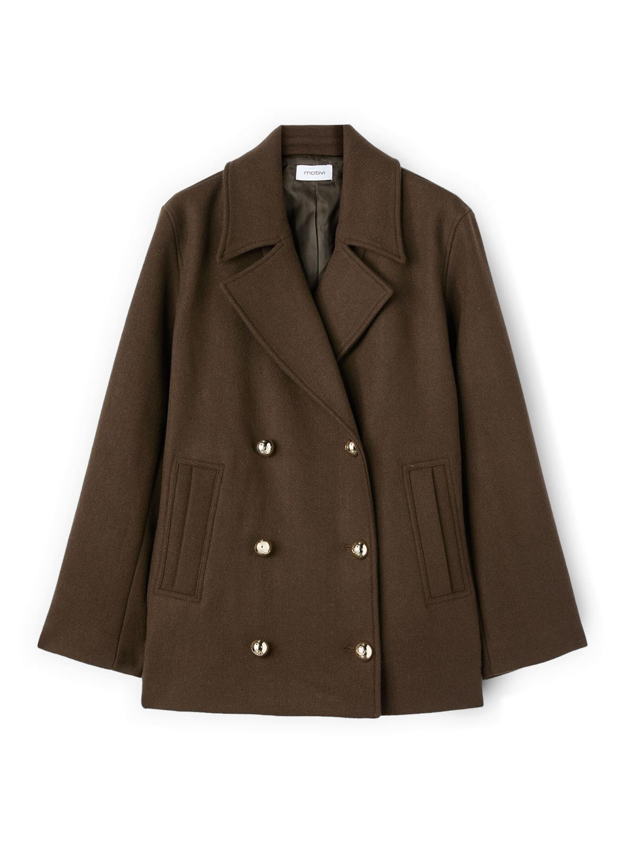 MOTIVI Wintermantel in Bruin: voorkant