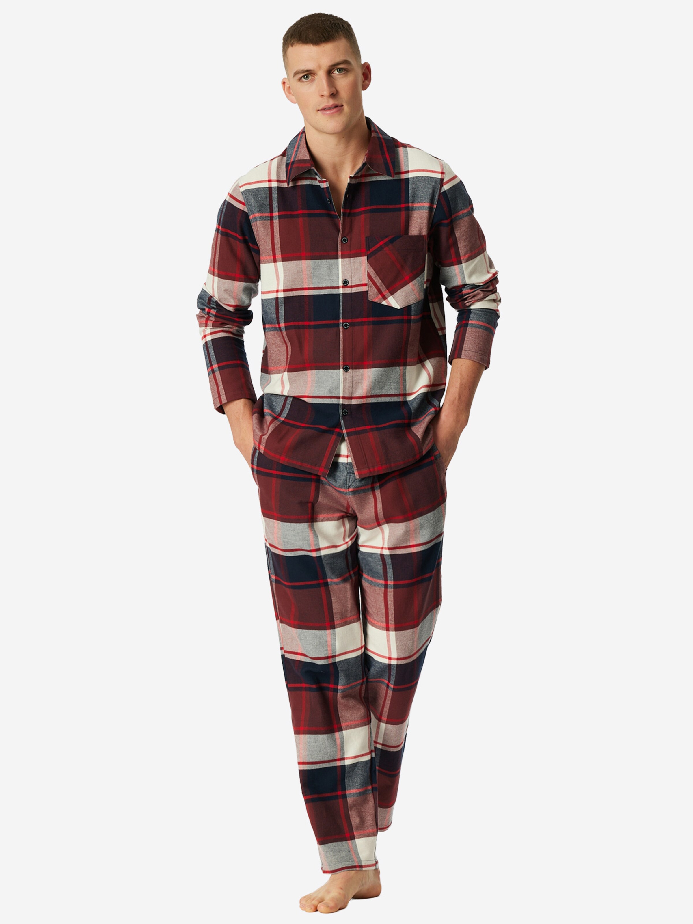 SCHIESSER Pyjama ' Selected Premium Warming ' in Rot
