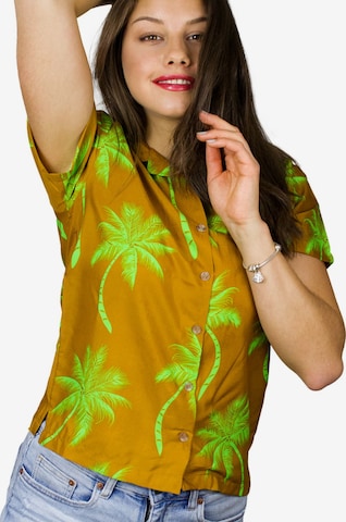 King Kameha Bluse 'Palmshadow' in Gelb: Vorderseite