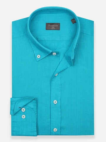 Slim fit Camicia business 'Leonardo Linen Man Shirt Pink' di 7Camicie in blu