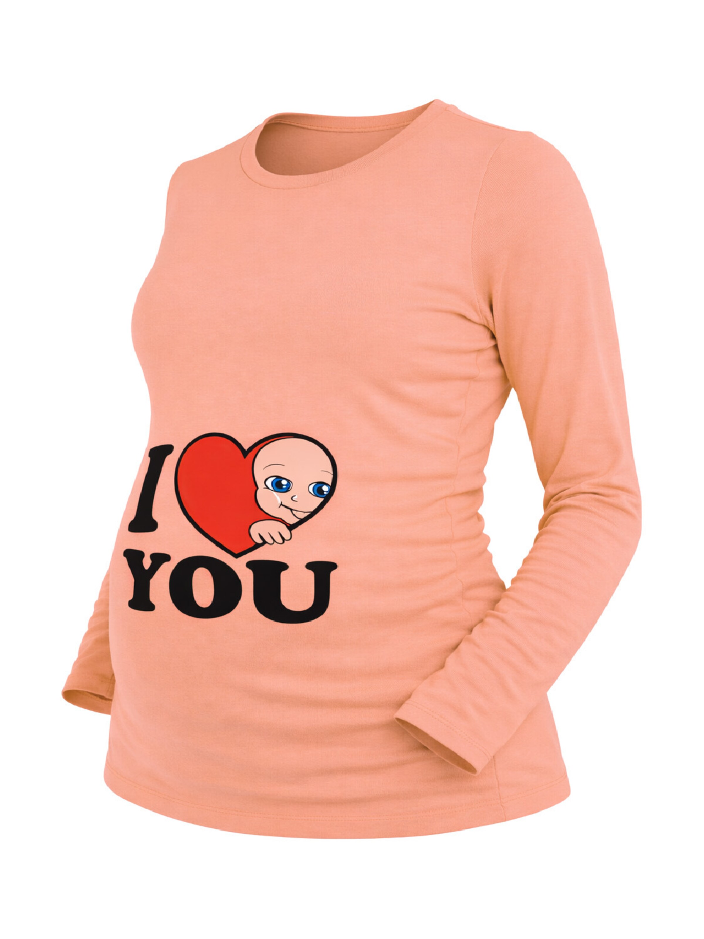 M.M.C. Shirt 'I Love You Umstandslangarmshirt' in Orange: front