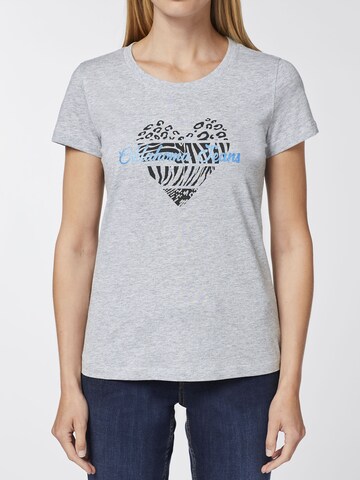 Oklahoma Jeans Shirt ' mit Herz-Motiv und Logo-Schriftzug ' in Grey