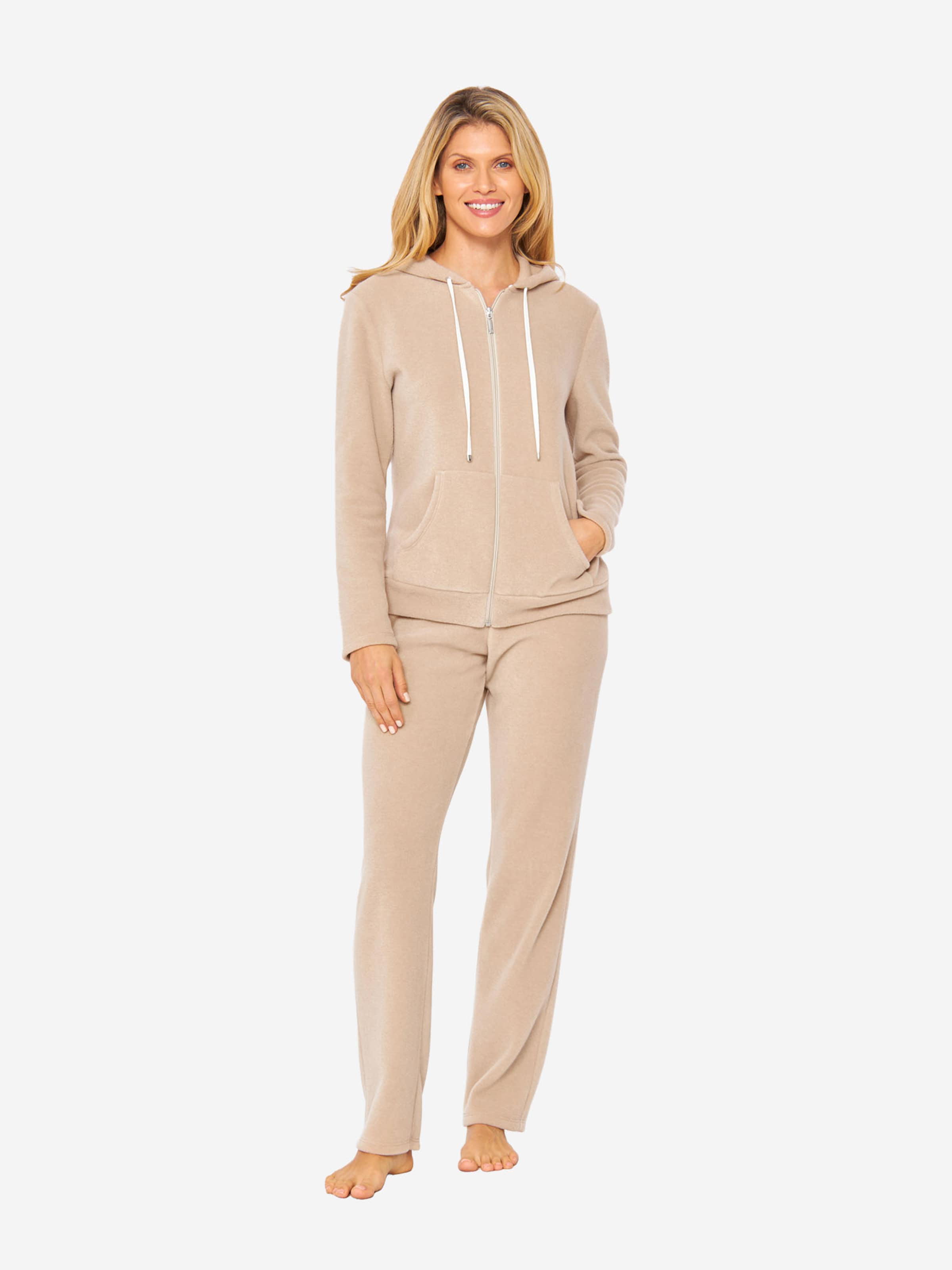Rösch Pajama ' Fleece Hoodie ' in Beige: front