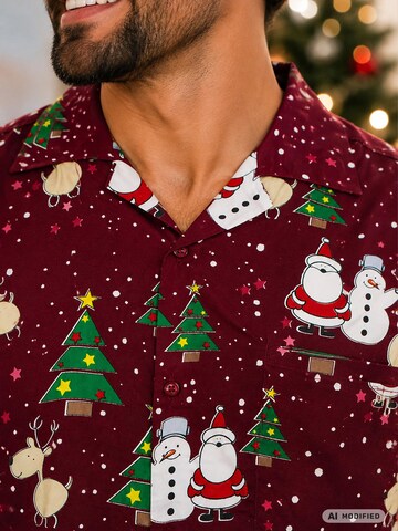 Regular fit Camicia 'Christmas Buddies' di King Kameha in rosso