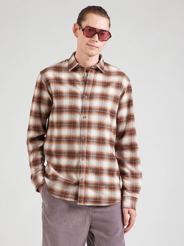 JACK & JONES Comfort fit Button Up Shirt 'JJJOSHUA' in Brown: front