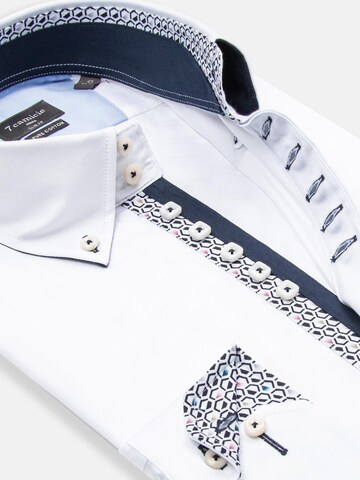 Slim fit Camicia business 'Roma Satin Man Shirt Green' di 7Camicie in bianco