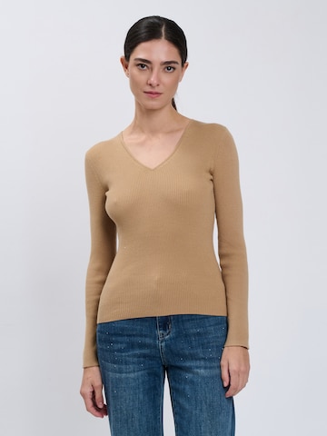 Pullover di Influencer in marrone: frontale