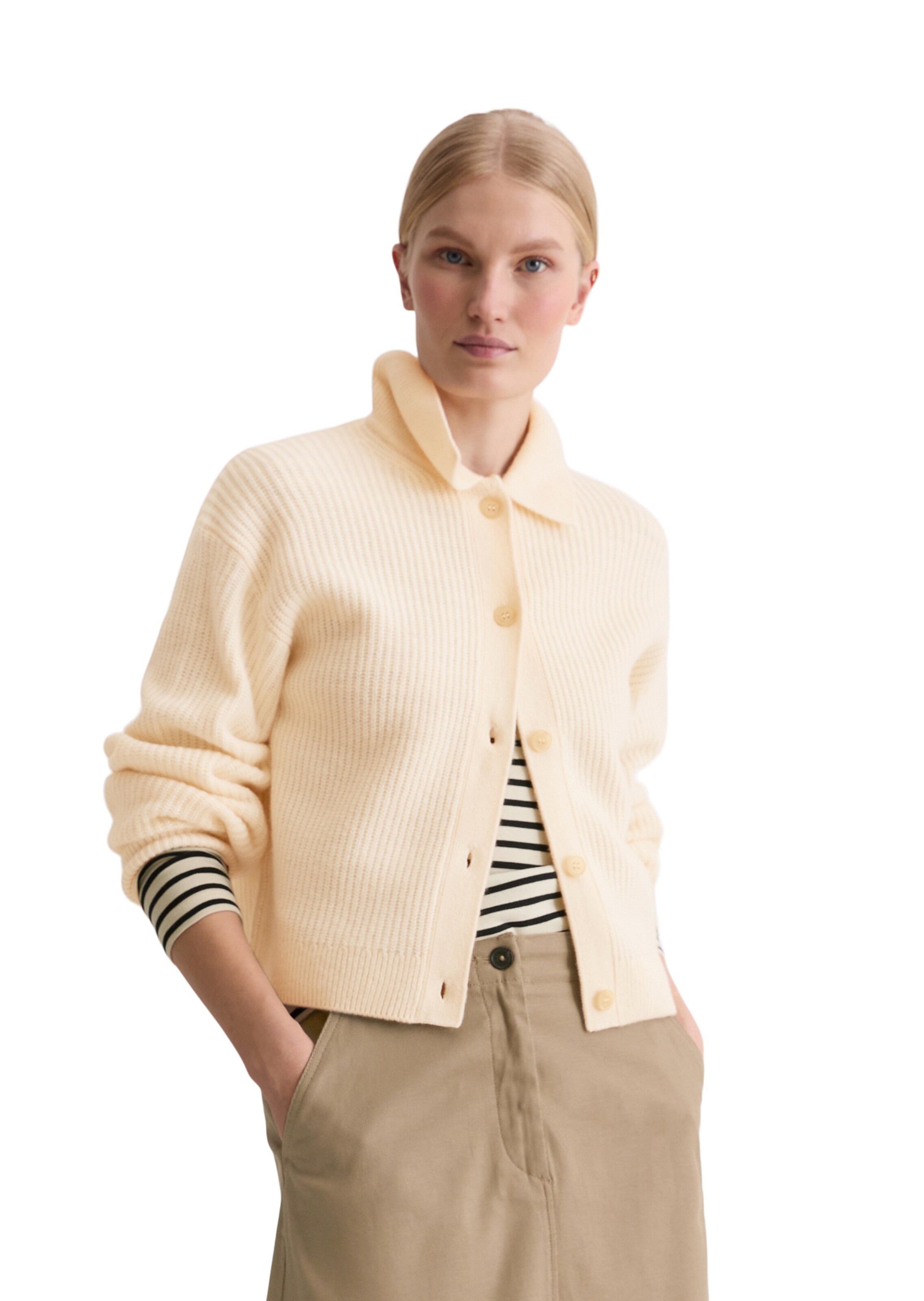 Marc O'Polo Knit cardigan in Beige: front