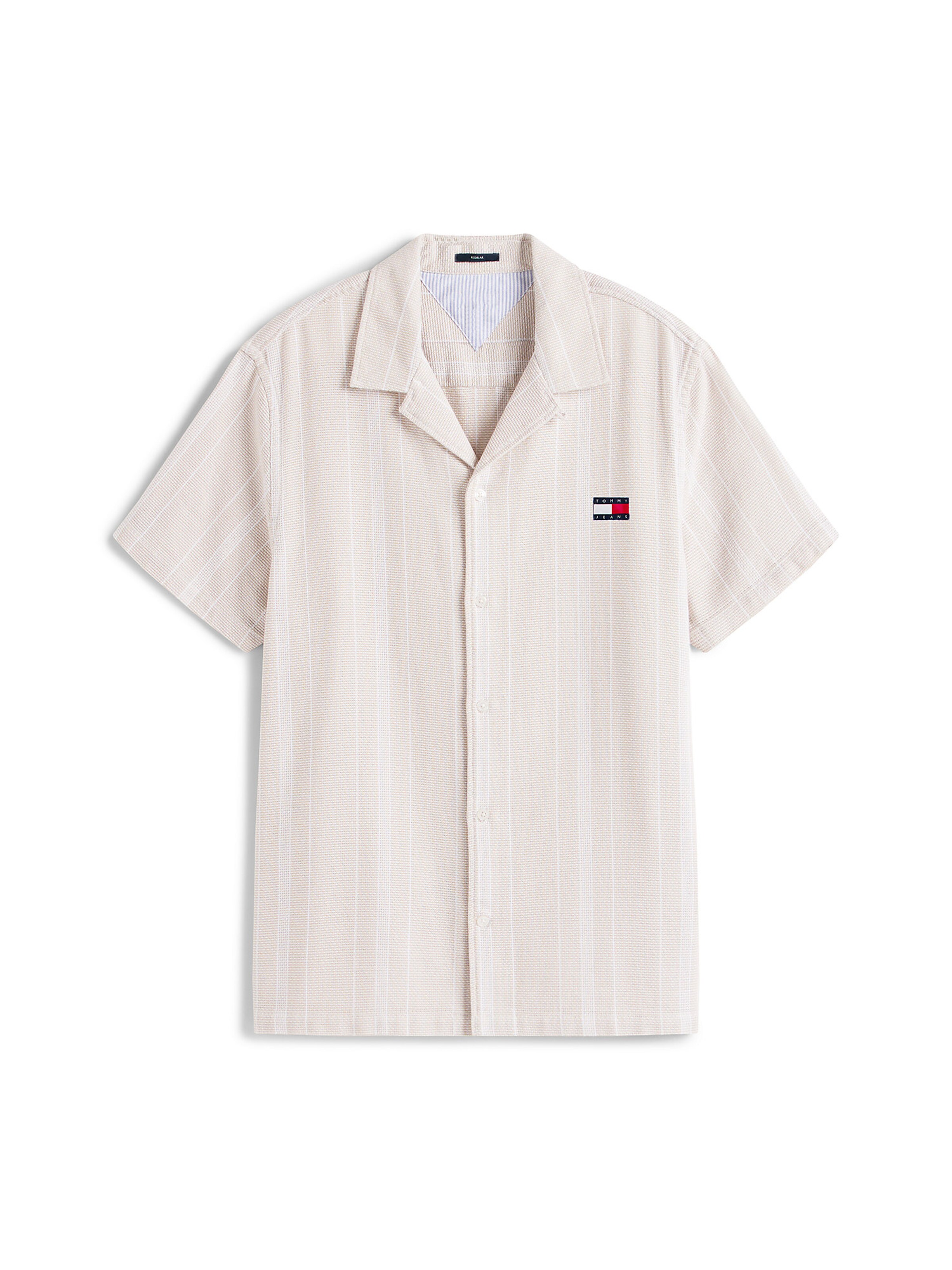 Tommy Jeans Regular fit Button Up Shirt in Beige: front