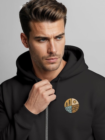 Neverless Zip-Up Hoodie 'Outdoor Badge' in Black
