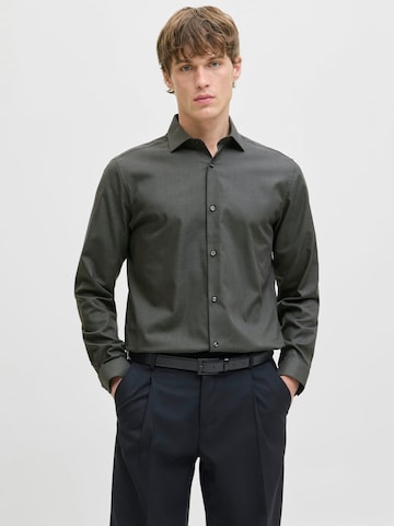 JACK & JONES Comfort fit Button Up Shirt 'Blaparker' in Grey: front