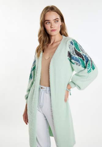 IZIA Knit Cardigan in Green: front