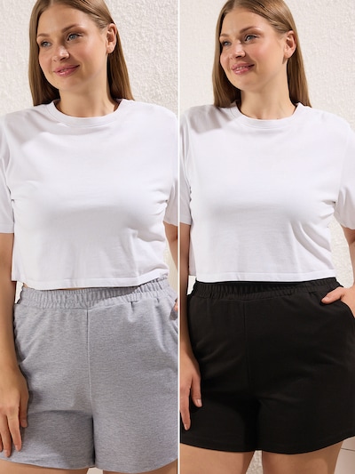 Trendyol Curve Broek in de kleur Grijs gemêleerd / Zwart, Productweergave