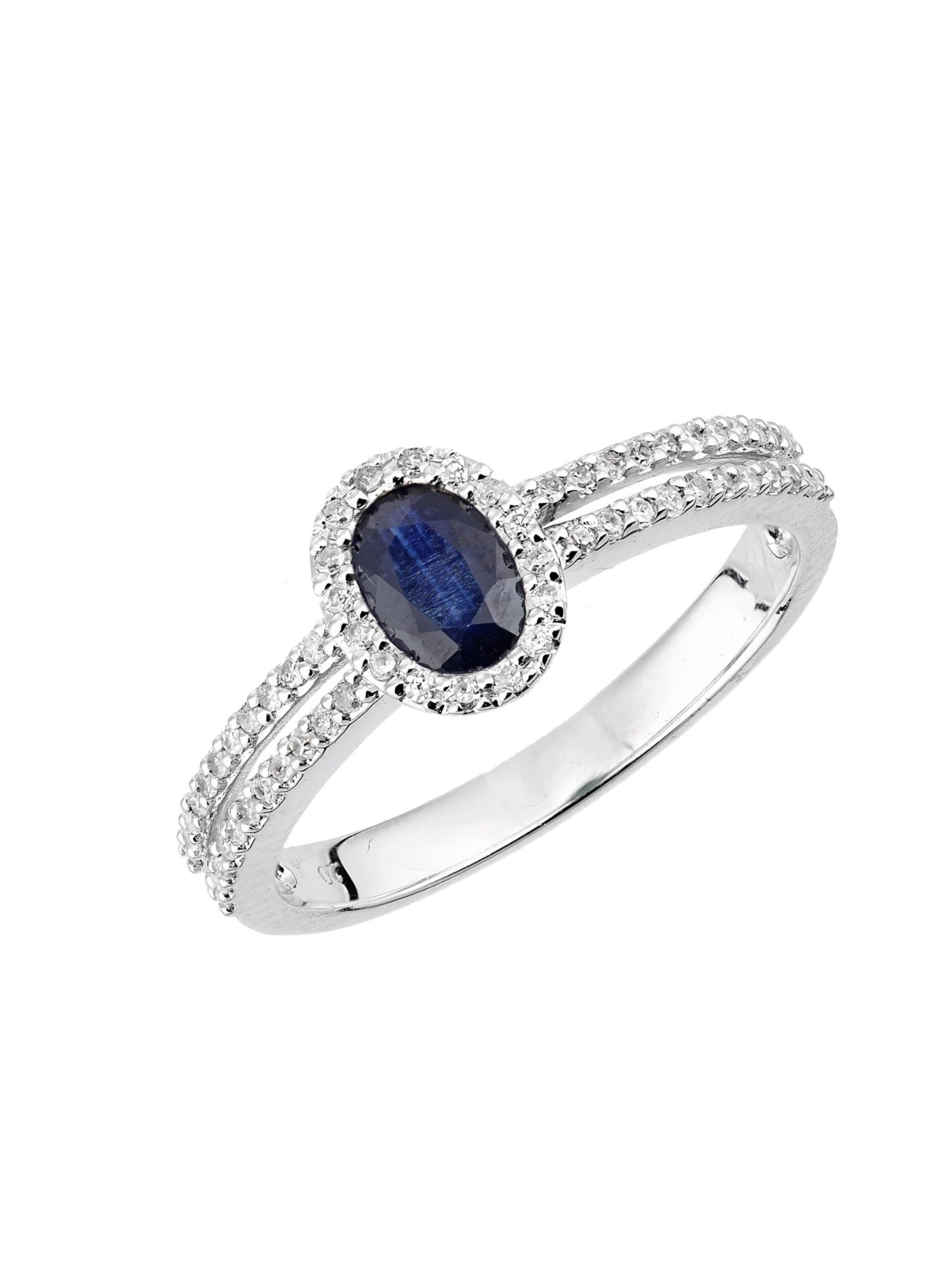 DIAMANT LETERNEL Ring 'Ring aus 750 Weißgold mit Diamant mit Saphir'‌‌‌‌‌‌‌ in Silber
