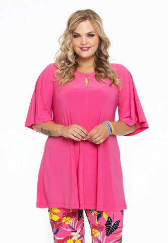 Yoek Tunic ' Cut-Out ' in Pink: front