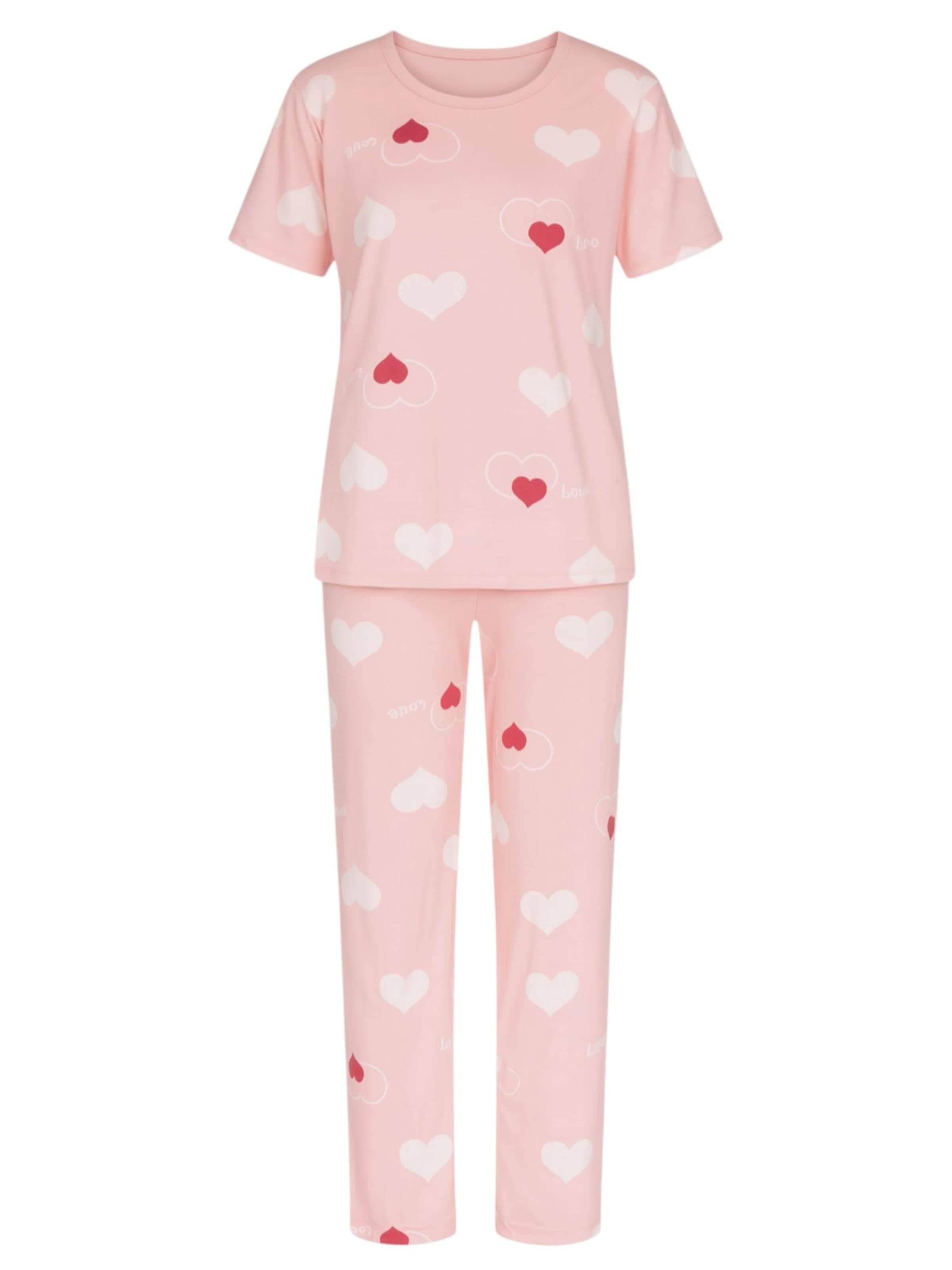 fashionshowcase Pyjama 'HEARTSTRIPE'‌‌‌‌‌‌‌‌‌‌ in Pink: Vorderseite