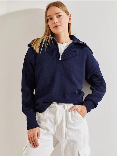 Bianco Lucci Pull-over 'Pullover' en S-M en bleu marine, Vue avec produit