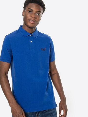 Superdry Tapered Shirt 'Classic' in Blauw: voorkant