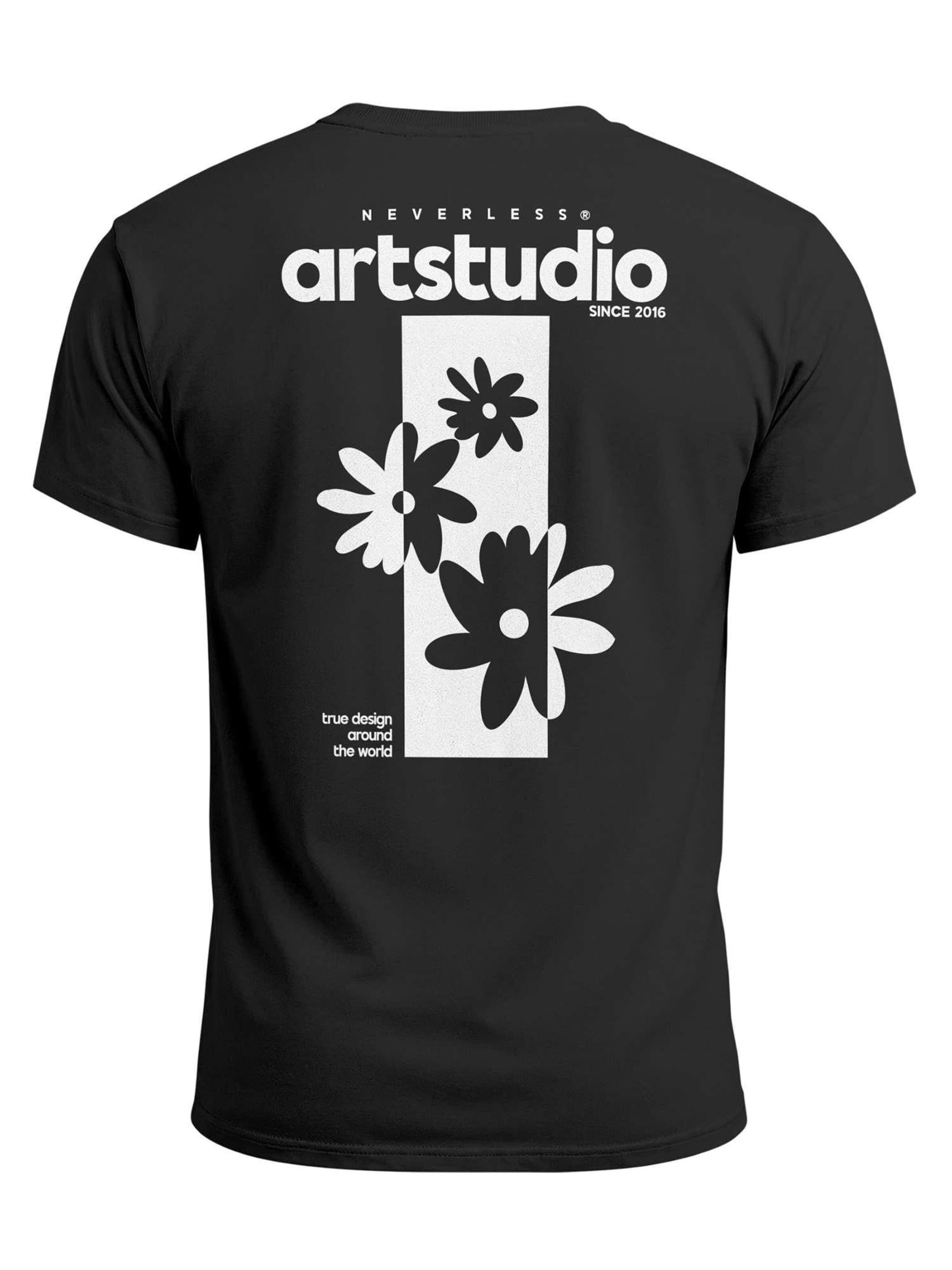Neverless Shirt 'Artstudio Flowers' in Black: front