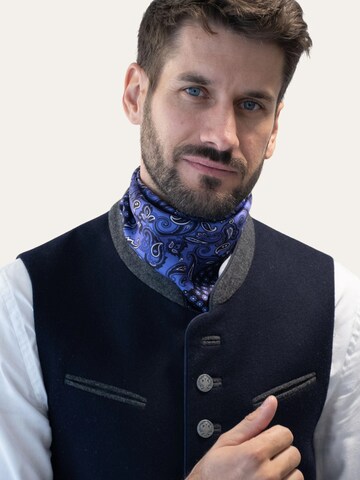 MayTree - Chal 'Herrenseidentuch Paisley mit Rand in Indigo' en azul: frente