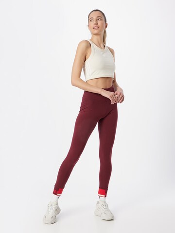 ADIDAS ORIGINALS Skinny Leggings 'Ribbed Cuff' in Red