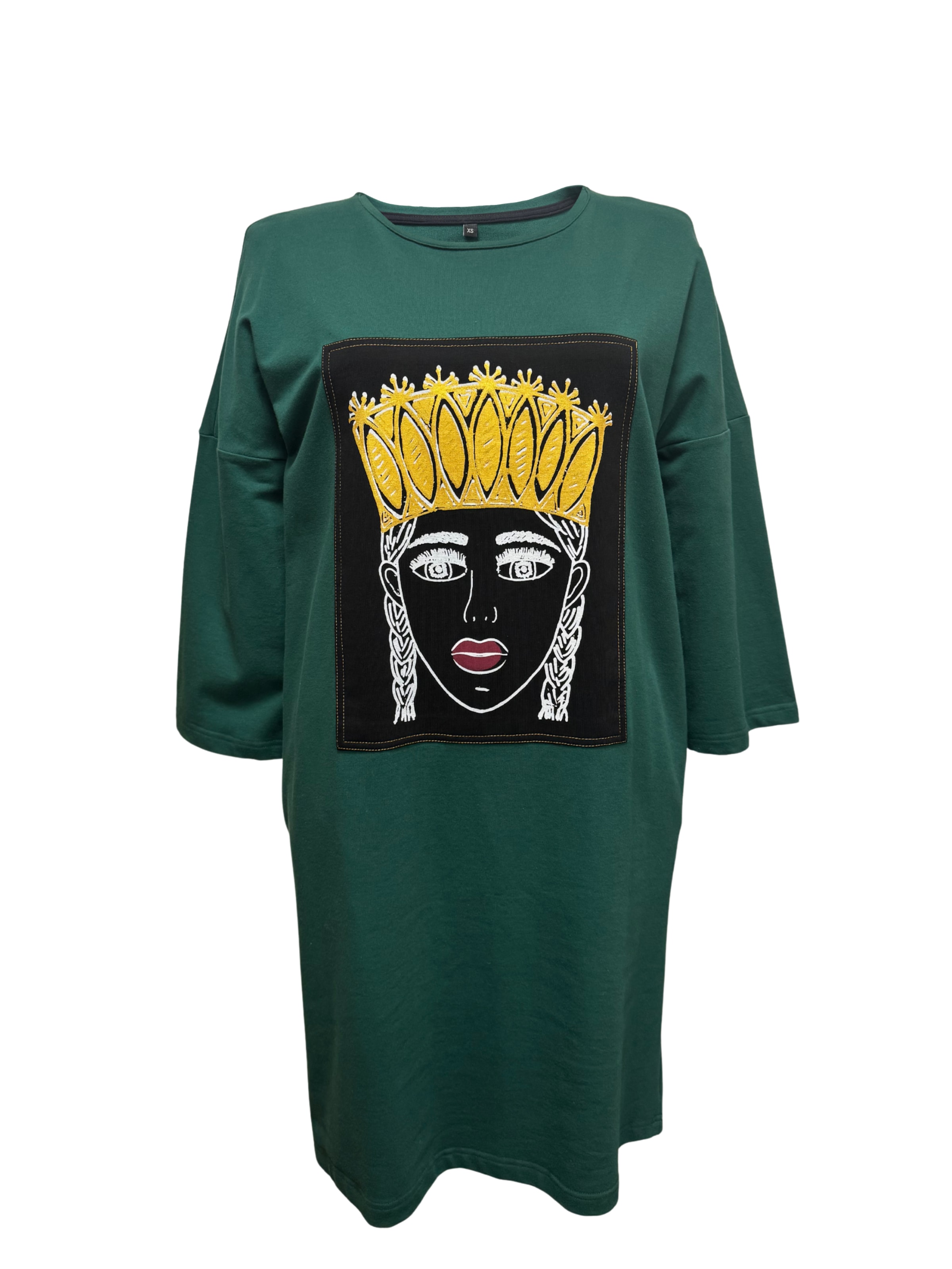 RADADA - Vestido talla grande 'PAITING' en verde: frente