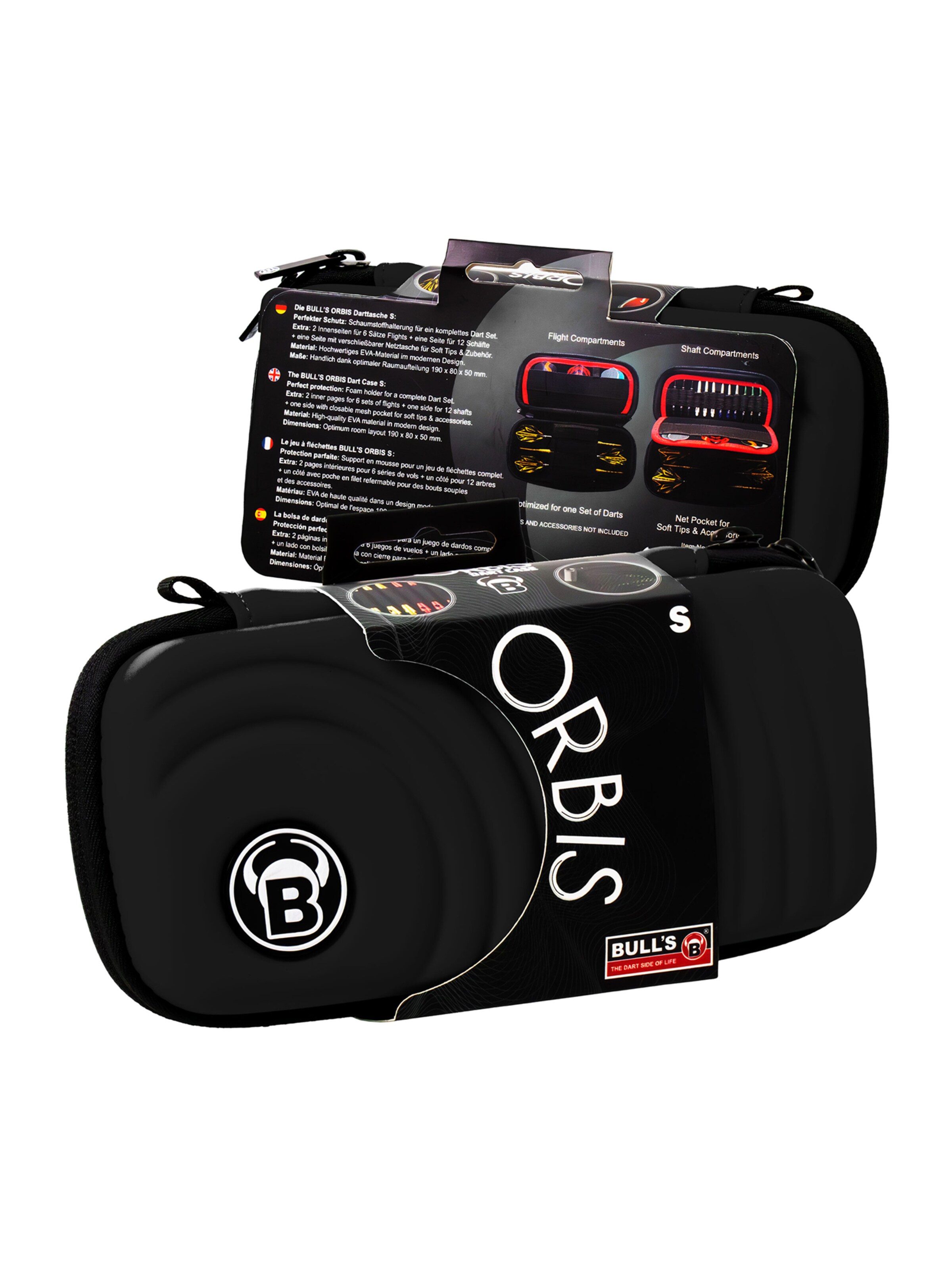 BULL'S Dartcase ' Orbis HS Carbon Darttasche Dartbox Pfeilaufbewahrung Darts-Etui ' in Schwarz