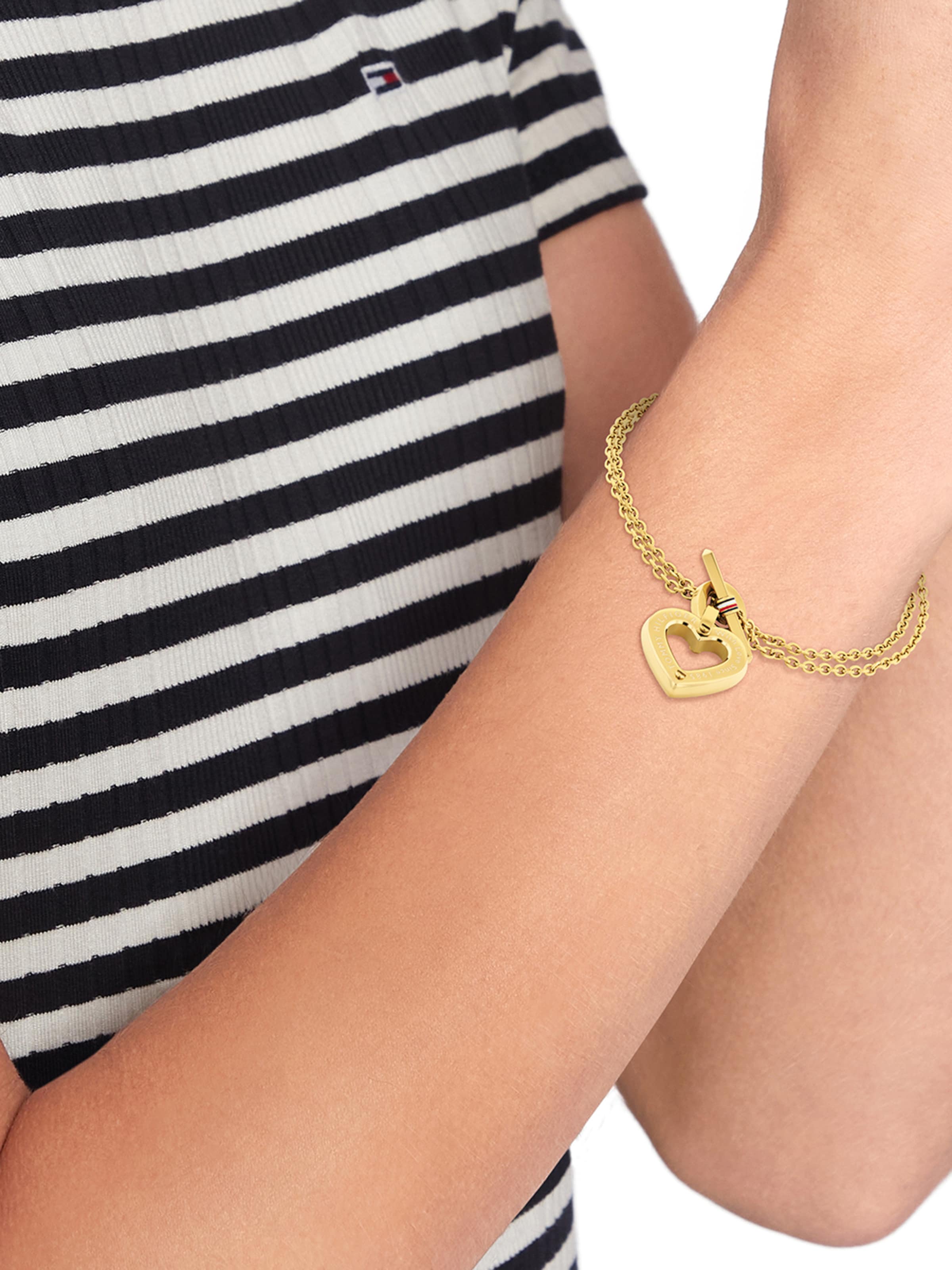 TOMMY HILFIGER Rannekoru 'TOGGLE HEART' värissä kulta: etupuoli