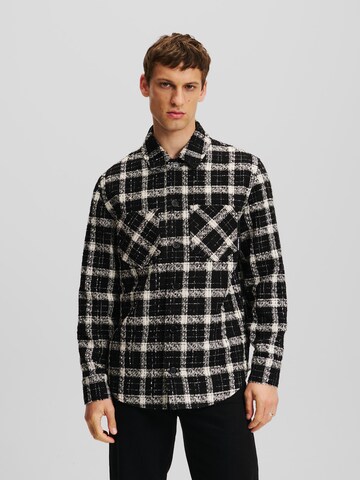 Karl Lagerfeld Regular Fit Hemd in Schwarz: Vorderseite