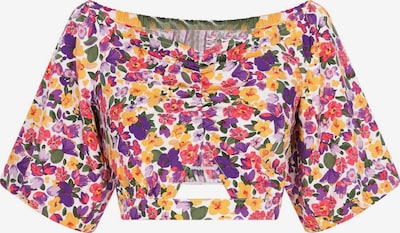 ECY Bluse 'Spring Summer' in L in curry / dunkelgrün / dunkellila / himbeer, Produktansicht