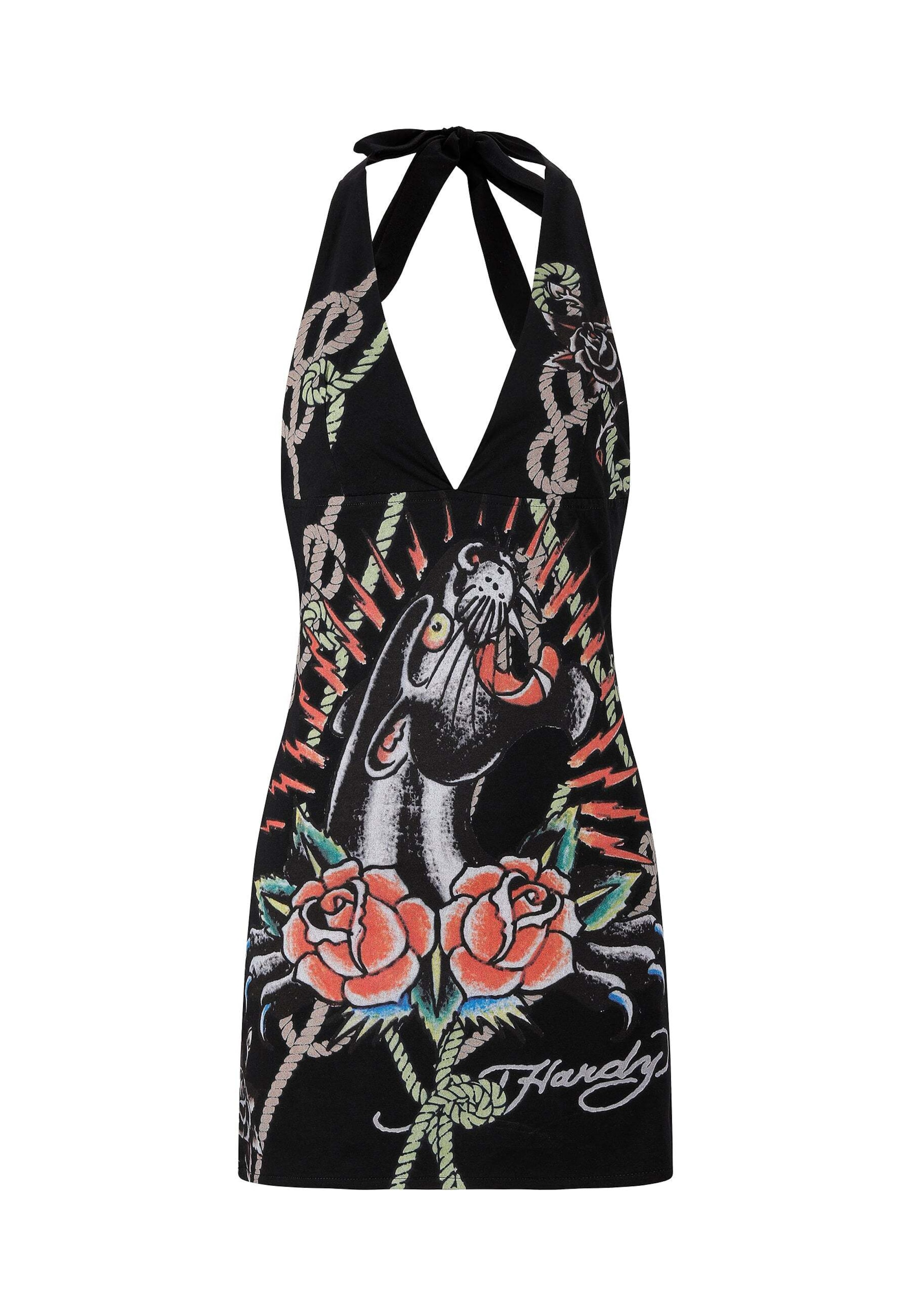 Ed Hardy Kleid 'Panther' in Schwarz: Vorderseite