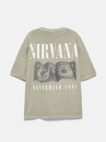 Pull&Bear Koszulka 'NIRVANA ONE DOLLAR' w kolorze zielony