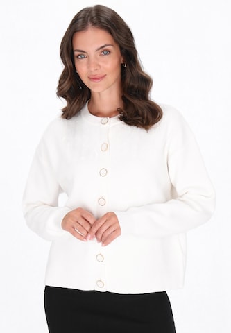 Cardigan usha BLACK LABEL en blanc : devant