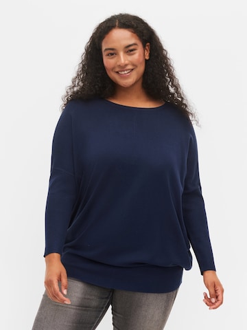 Zizzi Sweater 'CARRIE' in Blue: front