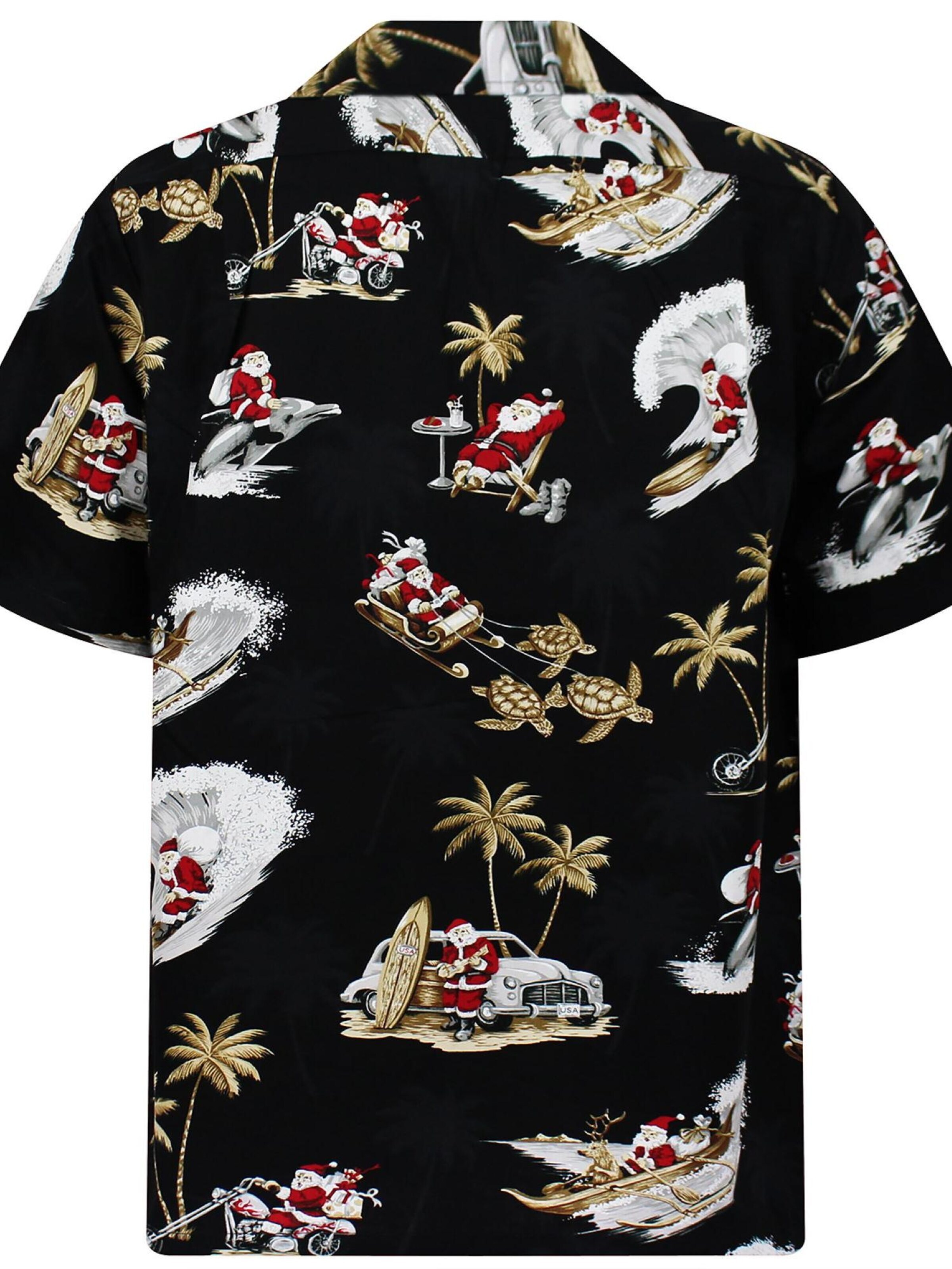 Pacific Legend Regular Fit Hemd 'Christmas Turtles'‌‌‌‌ in Schwarz