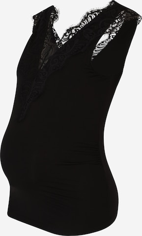 Pieces Maternity Top 'ILU' in Black: front
