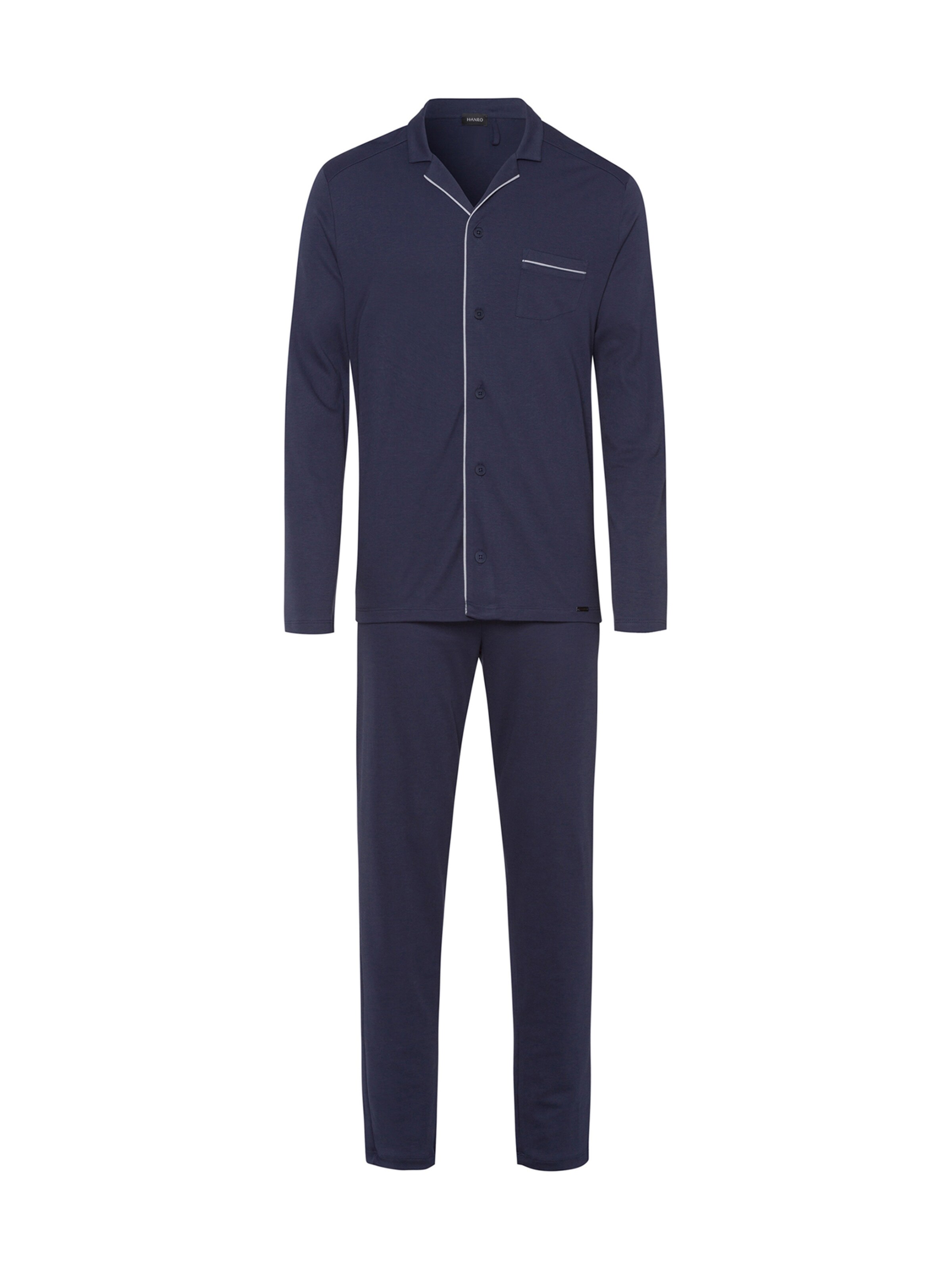 Hanro Pajamas long ' Day & Night ' in Blue: front