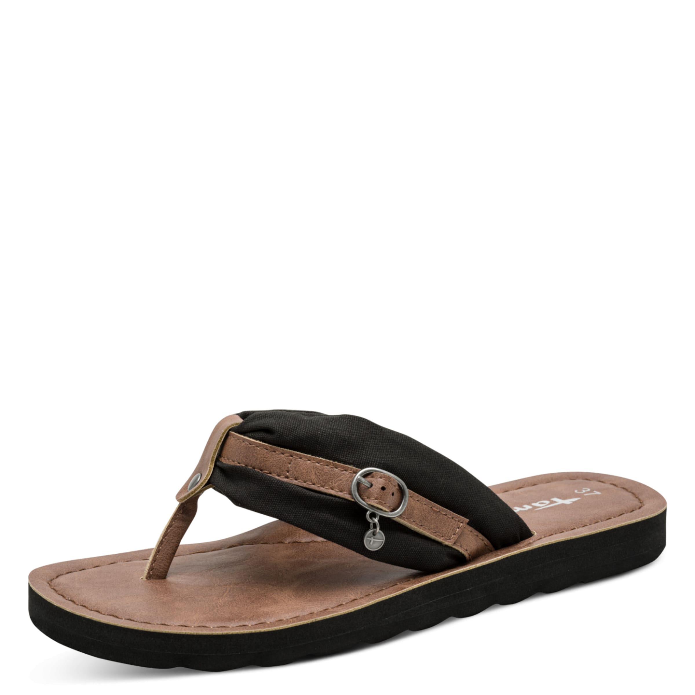 Tamaris T-Bar Sandals in Black: front