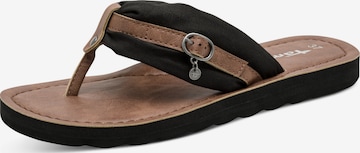 Tamaris T-Bar Sandals in Black: front