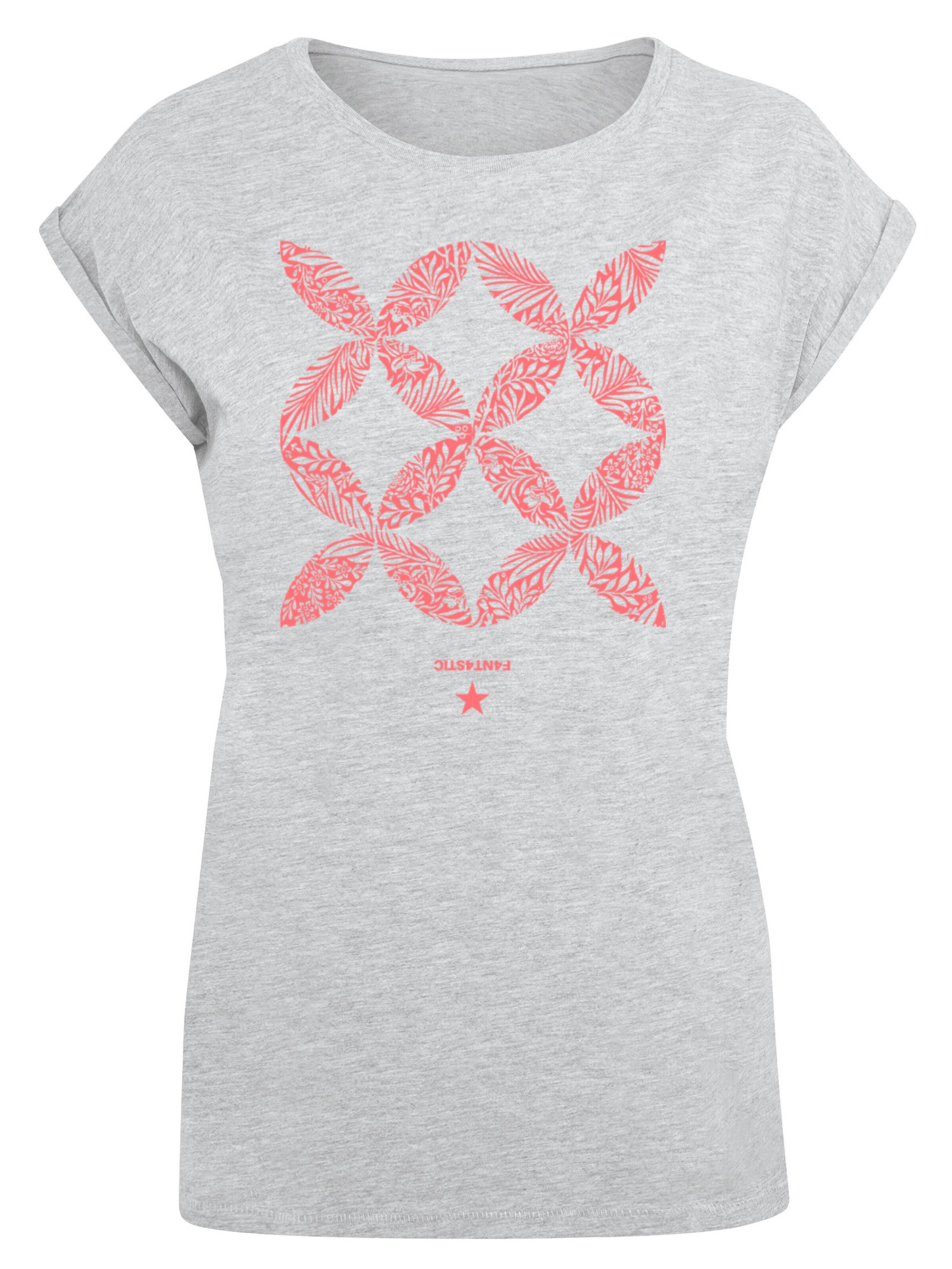 T-shirt 'Blumenmuster Coral' F4NT4STIC en gris : devant