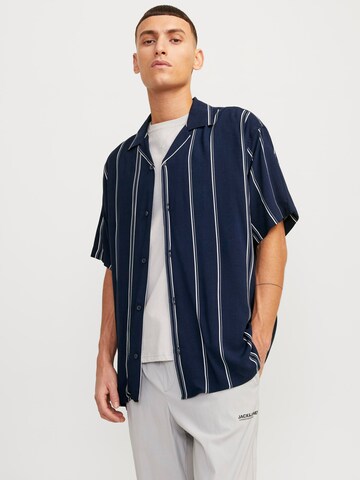 JACK & JONES Comfort fit Button Up Shirt 'Jeff' in Blue: front