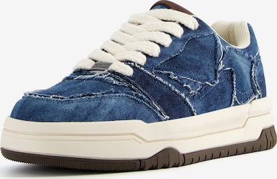 Bershka Låg sneaker i blå denim / vit, Produktvy