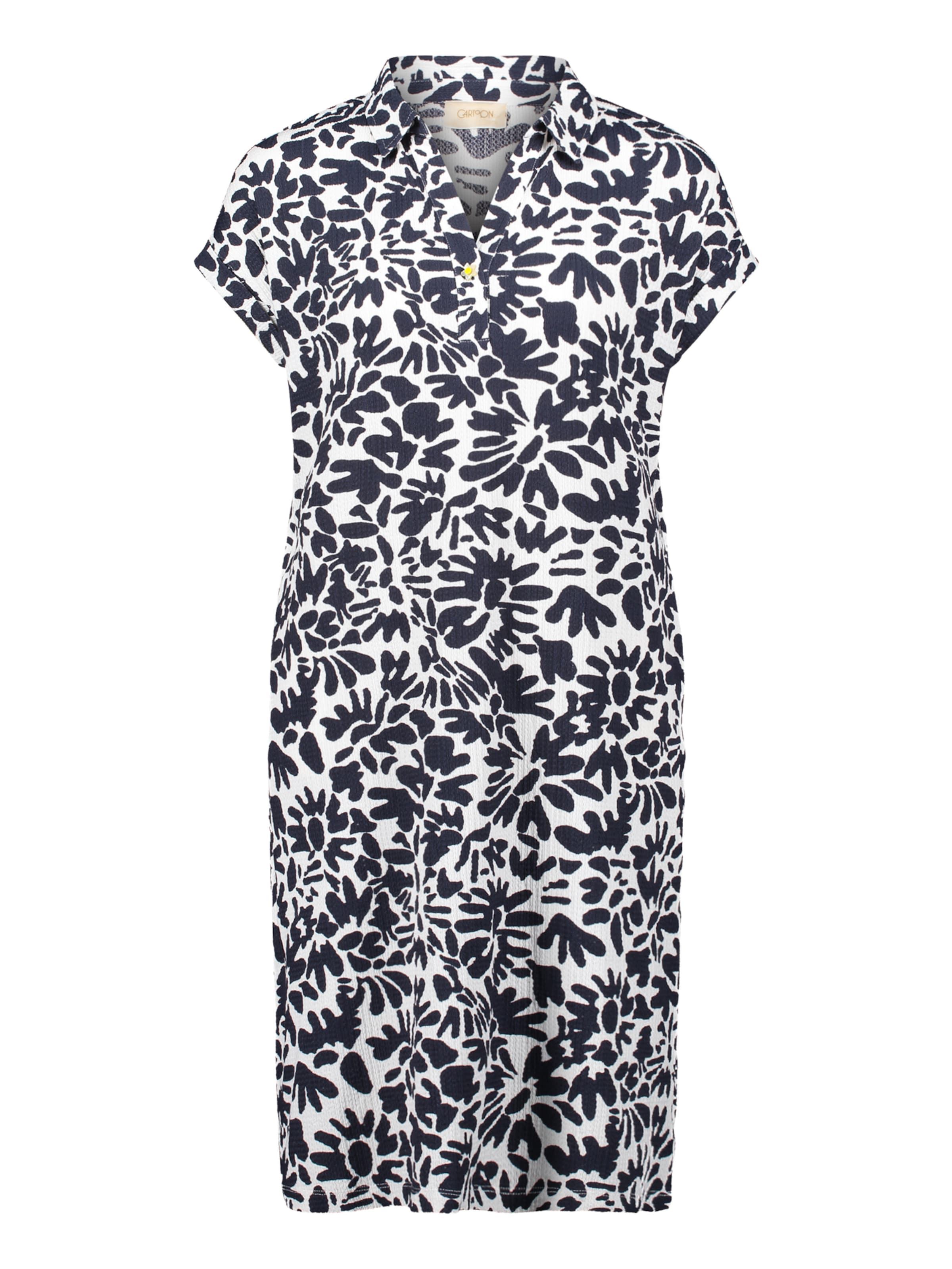 Cartoon Casual-Kleid mit überschnittenen Ärmeln in Blau: Vorderseite